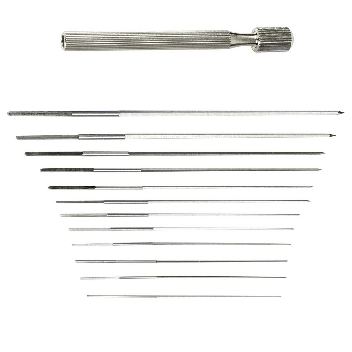 KD89 Assortiment 12 Équarrissoirs 0,30 à 0,60mm Avec Mandrin Laiton - Outils Précision 95mm