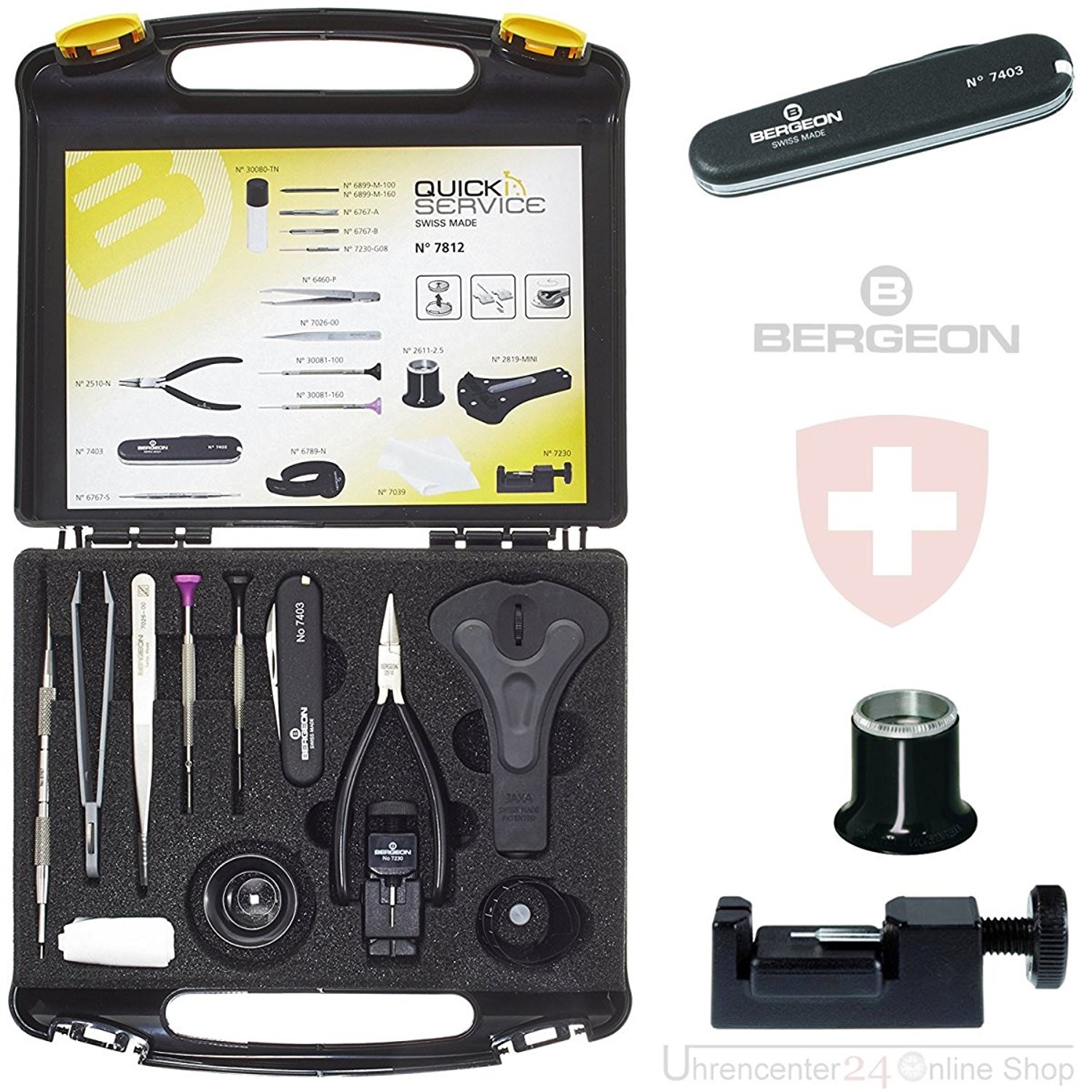 Set d outillage d horloger BERGEON 7812 Quick Service Plus Outills pour le changement des piles changement et mise a taille des bracelets