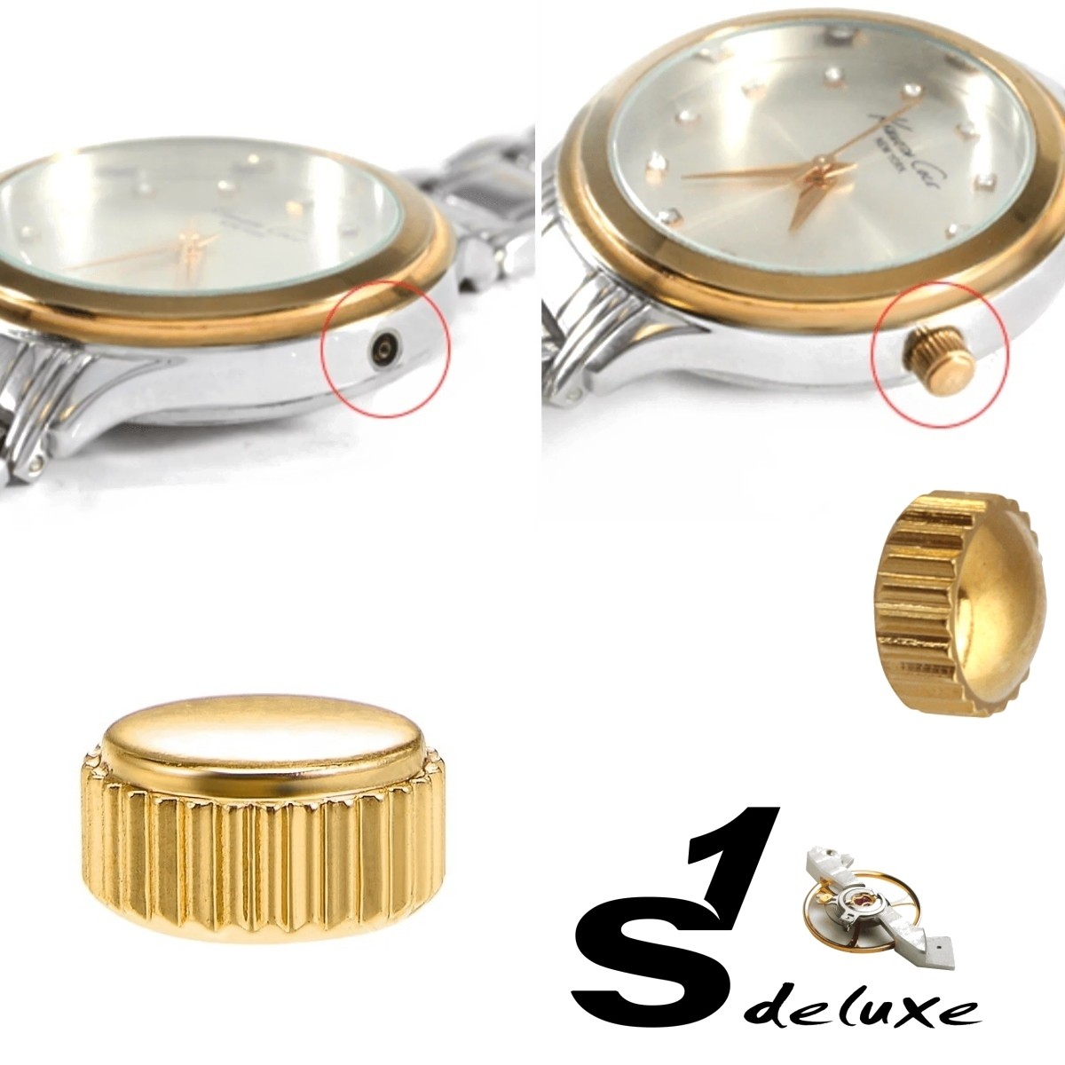 sourcing map Lot de 2 pièces de couronne de montre de 5 mm, tête plate