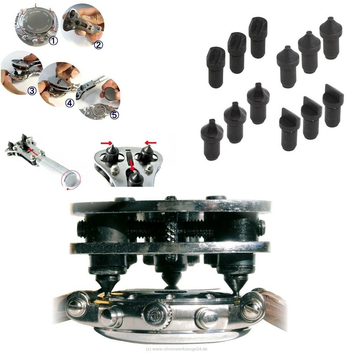 Kit Réparation Montre 155 Outils - Tournevis Horlogerie, Ouvre-Boîtier Et Presse Pour Changement Pile Et Bracelet