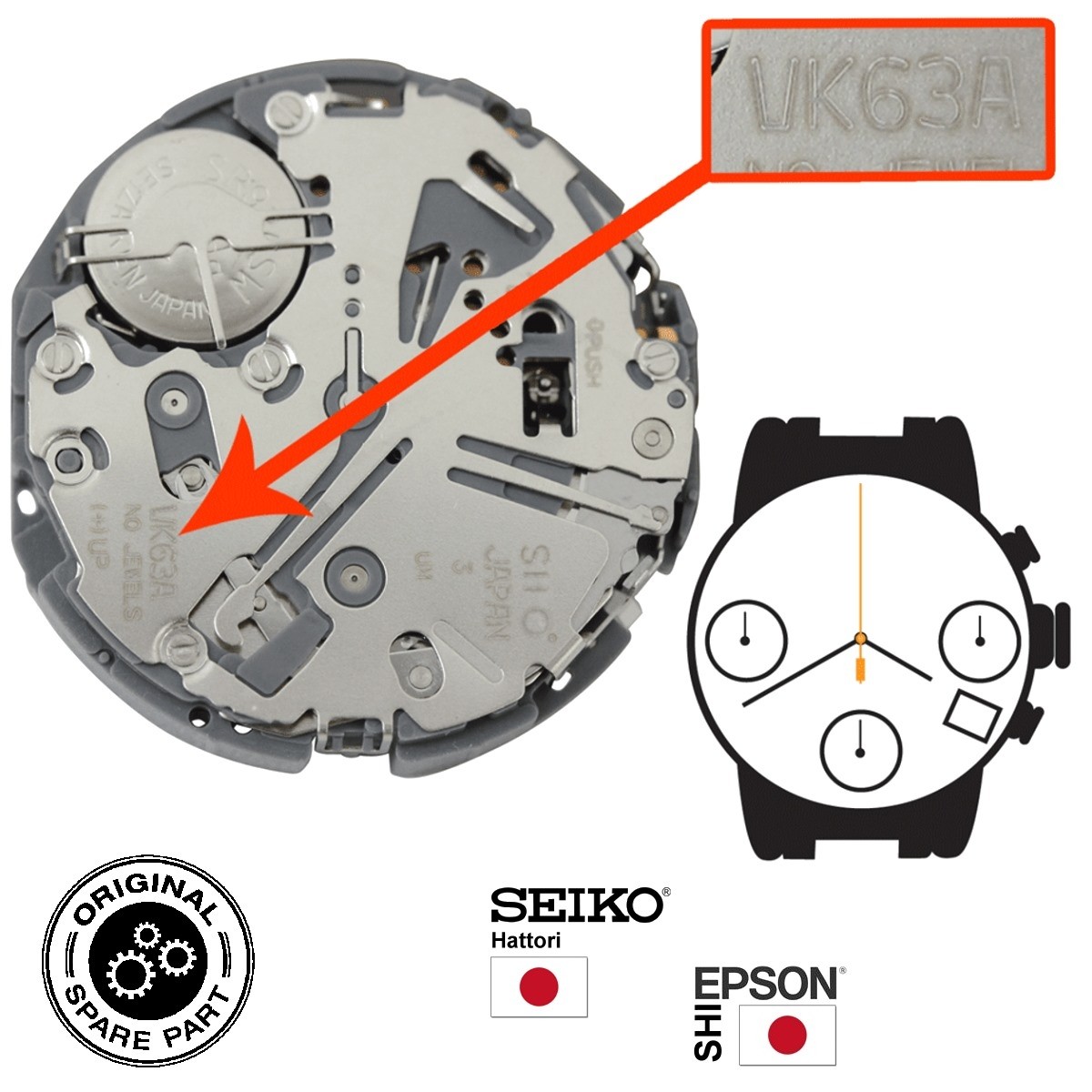 Atlantic Montre Mouvement VX9J De Montre Hattori Horloge Electrique