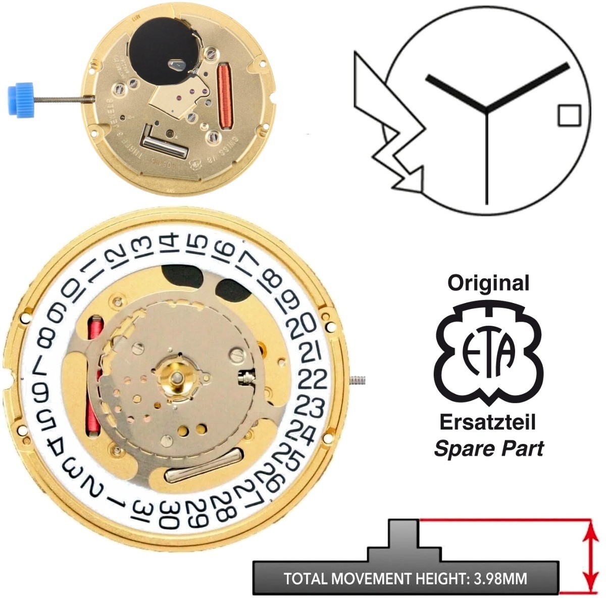 Mouvement de montre quartz ETA F06.111 F06.115 Acheter des mouvements ETA quartz originaux
