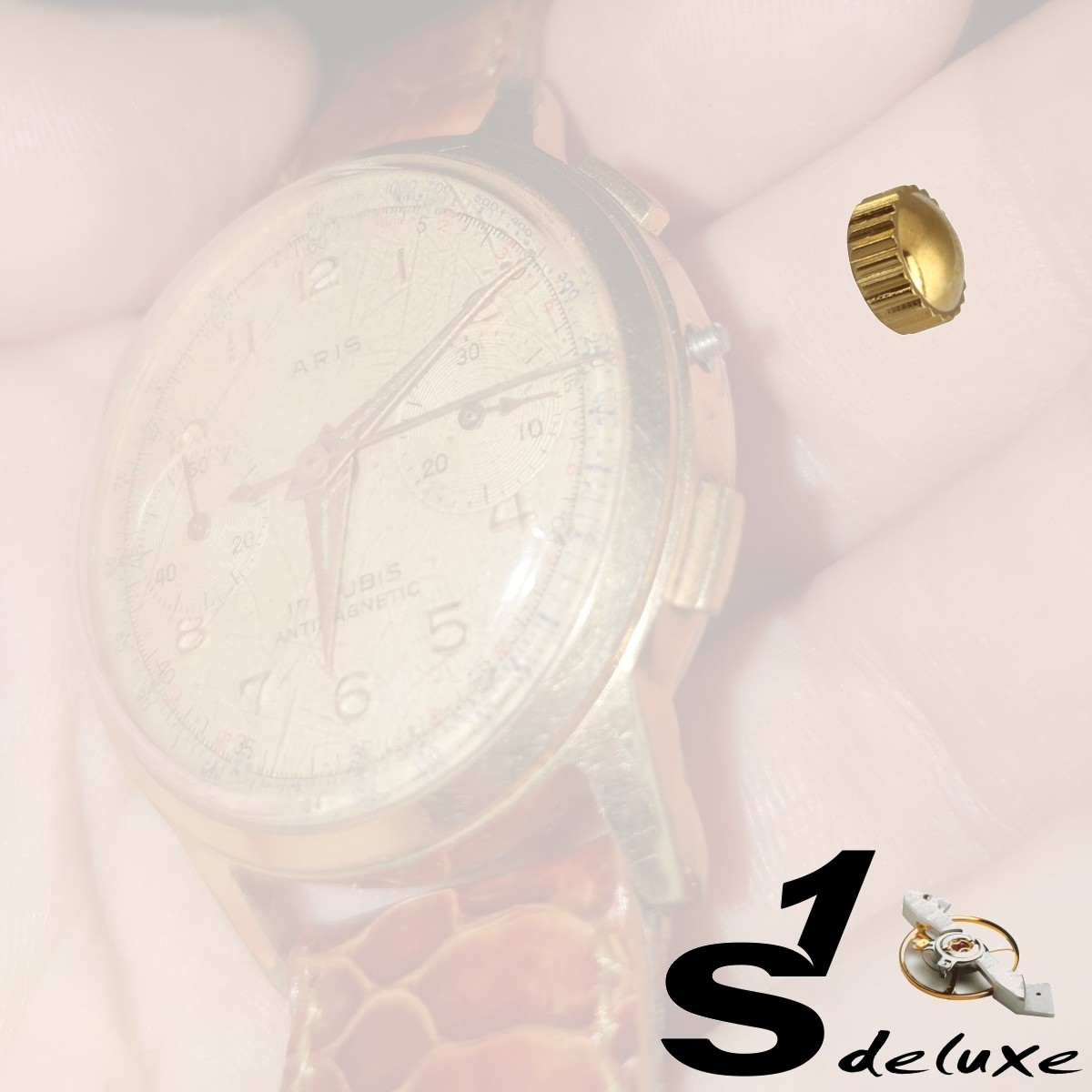Couronne De Montre étanche Dorée - Pièce D'horlogerie Neuve Sans étiquette