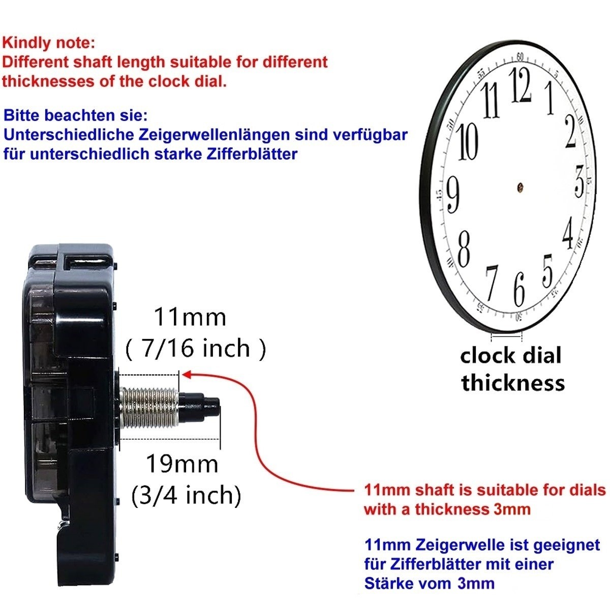 Mouvement à Quartz UTS 838 - Silencieux, Robuste, Avec écrou à Main - Pour Horloges, Pendules