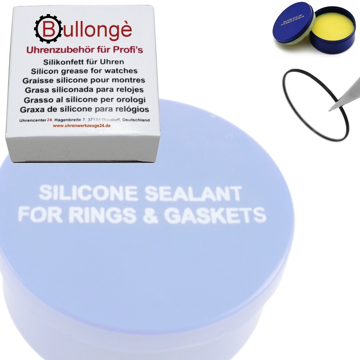 Boîte de graisse silicone BULLONGÈ SILICON-8 pour joints de fond, de  couronne, de verre