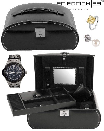 Boîte à bijoux Friedrich|23 CECIL CLASSIC en cuir noir