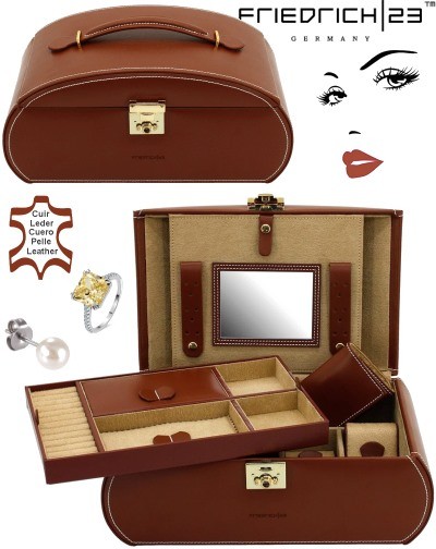 Boîte à bijoux Friedrich|23 CLAY SOFT en cuir marron