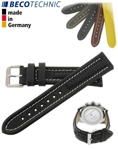 Bracelet de montre Arizona 22mm noir / acier INOX