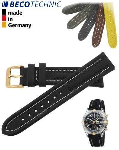 Bracelet de montre Arizona 22mm noir / plaqué or