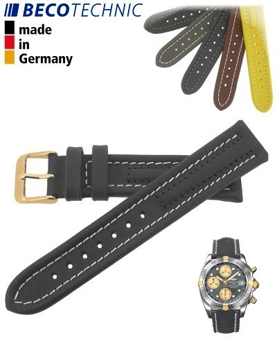 Bracelet de montre Arizona 18mm anthracite / plaqué or