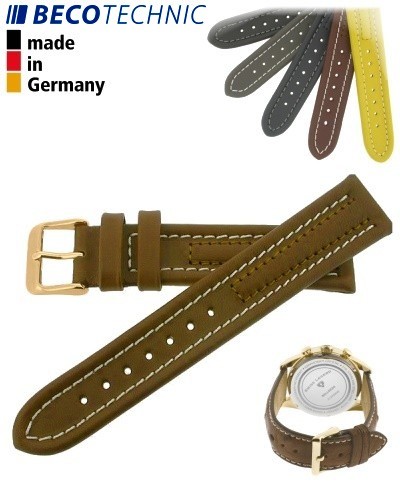 Bracelet de montre Arizona 22mm cognac / plaqué or