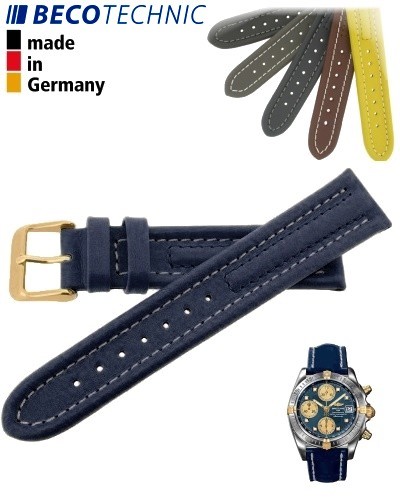 Bracelet de montre Arizona 20mm bleu / plaqué or