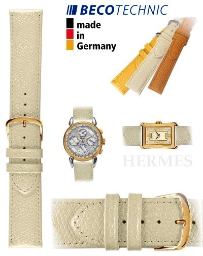 Bracelet de montre HERMES 14mm beige / plaqué or