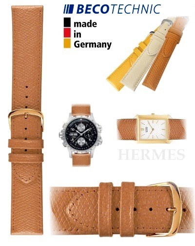 Bracelet de montre HERMES 14mm miel / plaqué or