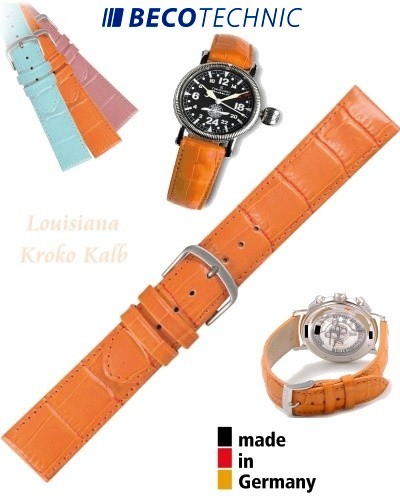 Bracelet de montre cuir LUISIANA croco orange 18mm