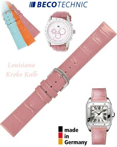 Bracelet de montre cuir LUISIANA croco rose 14mm