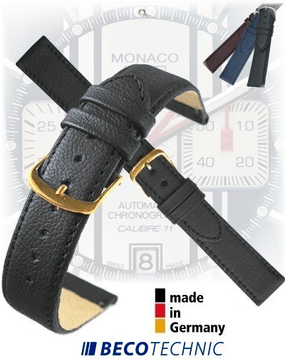 Bracelet montre en cuir BLACK NAPPA 14mm plaqué or