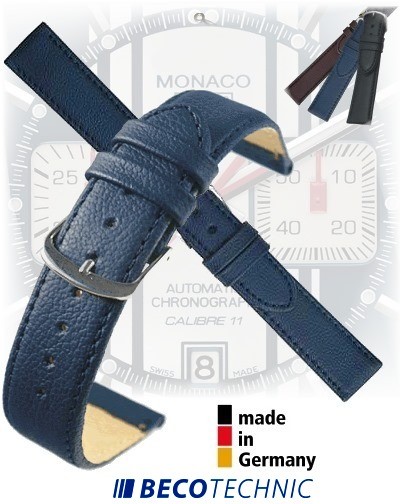Bracelet montre en cuir NAPPA bleu foncé 14mm Inox