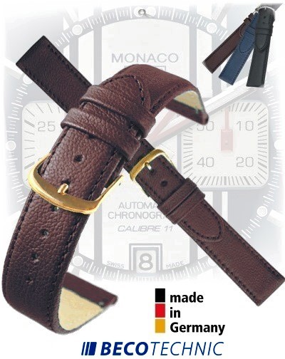 Bracelet montre en cuir NAPPA brun 20mm plaqué or