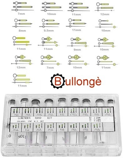 Assortiment d’aiguilles lumineuses nickel pour montres ML17