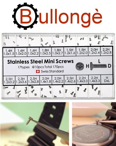 170 vis pour boîtier de montres et fonds de boîtes
