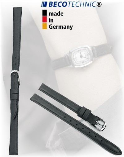 Beco Technic POLO S bracelet de montre en cuir noir de 8mm