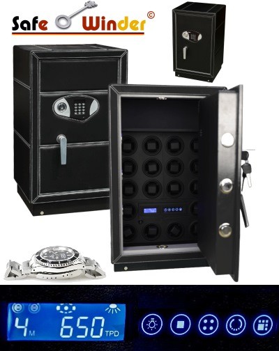 Safewinder 18 DELUXE noir = Coffre-fort & Remontoir