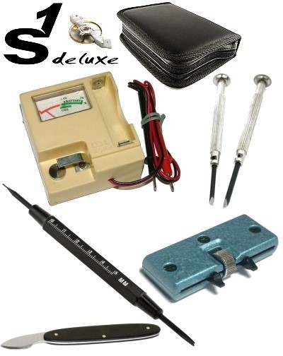 Kit d'outillage horloger pour changer pile montre avec testeurs de