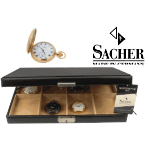 Coffret en cuir noir SACHER 8 pour montres à gousset 