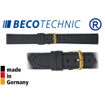 Bracelet montre en cuir BLACK NAPPA 12mm plaqué or